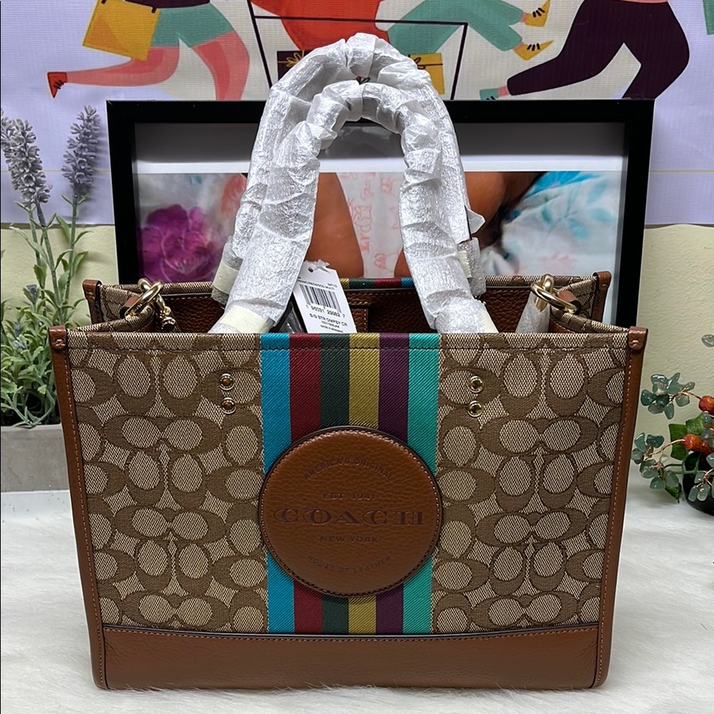 Coach Dempsey Carryall Brown and Multicolor Tote Bag